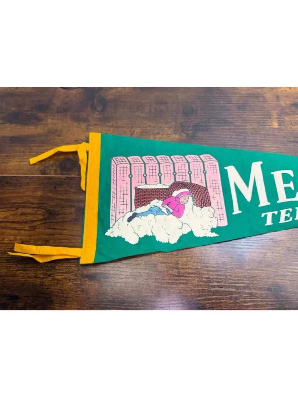 Vintage Memphis Tennessee Souvenir Felt Pennant With Cotton Picker 27 inches